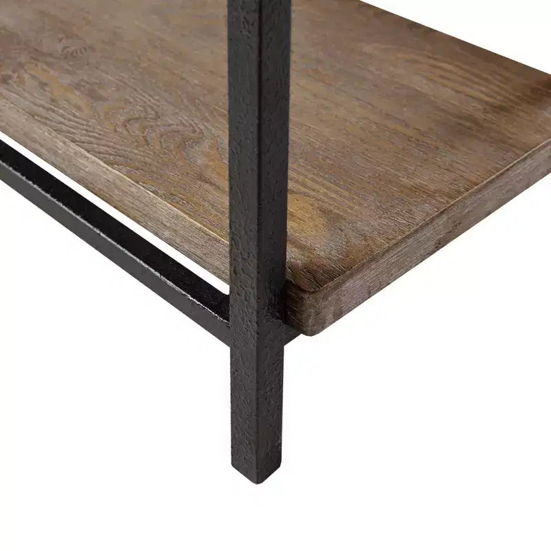 Bureau de style industriel gris avec étagères latérales