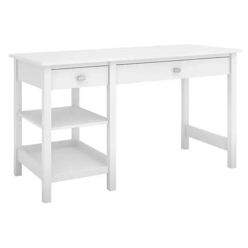Broadview Computer Desk with Shelves Pure White - Bush Furniture: MDF Laminate Adult Assembly Required