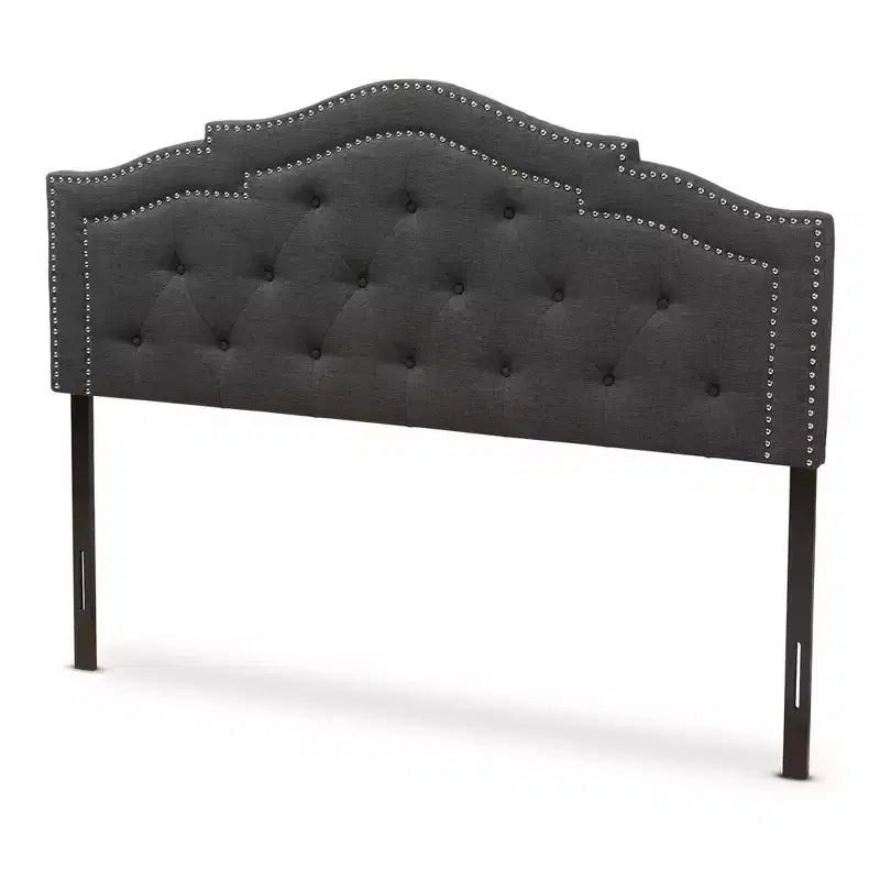 Queen Edith Modern And Contemporary Fabric Headboard Dark Gray - Baxton Studio: Nailhead Trim Adjustable Height
