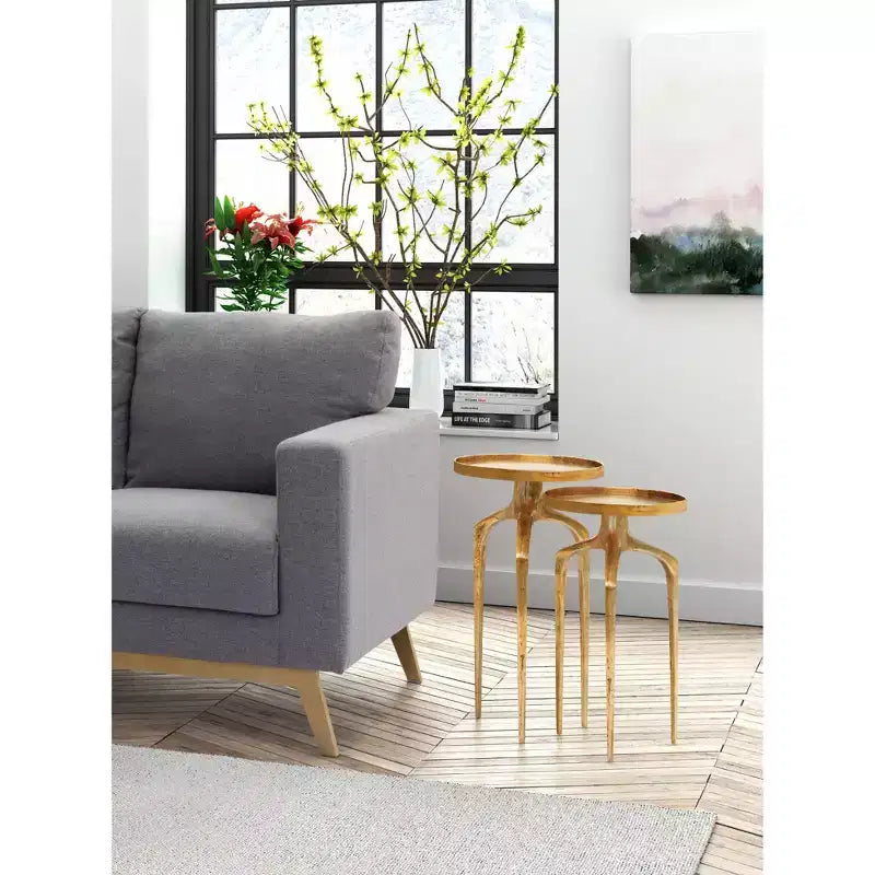 Tables gigognes rondes modernes Or antique