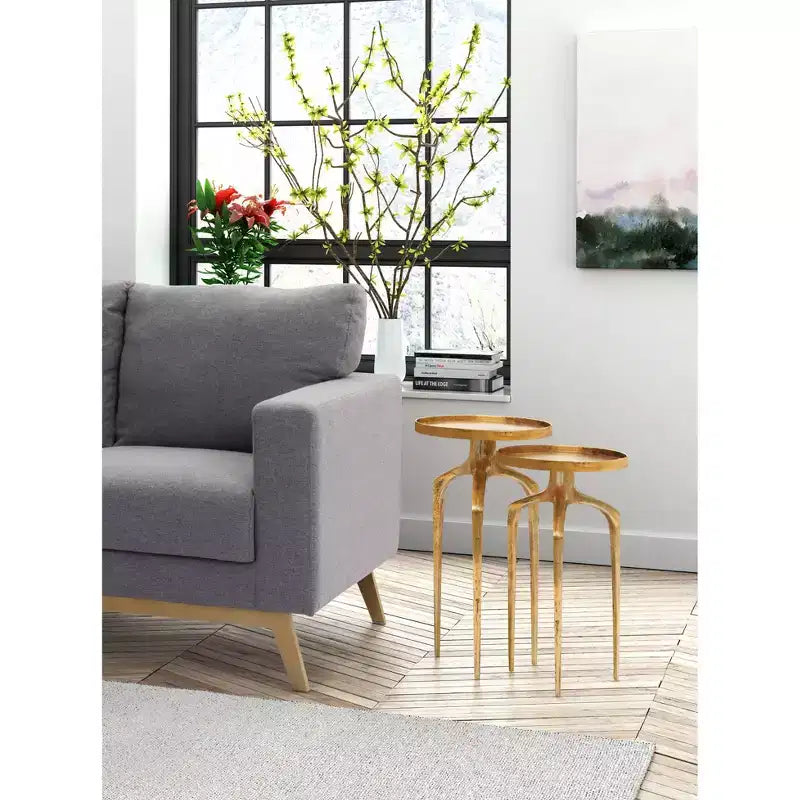 Tables gigognes rondes modernes Or antique