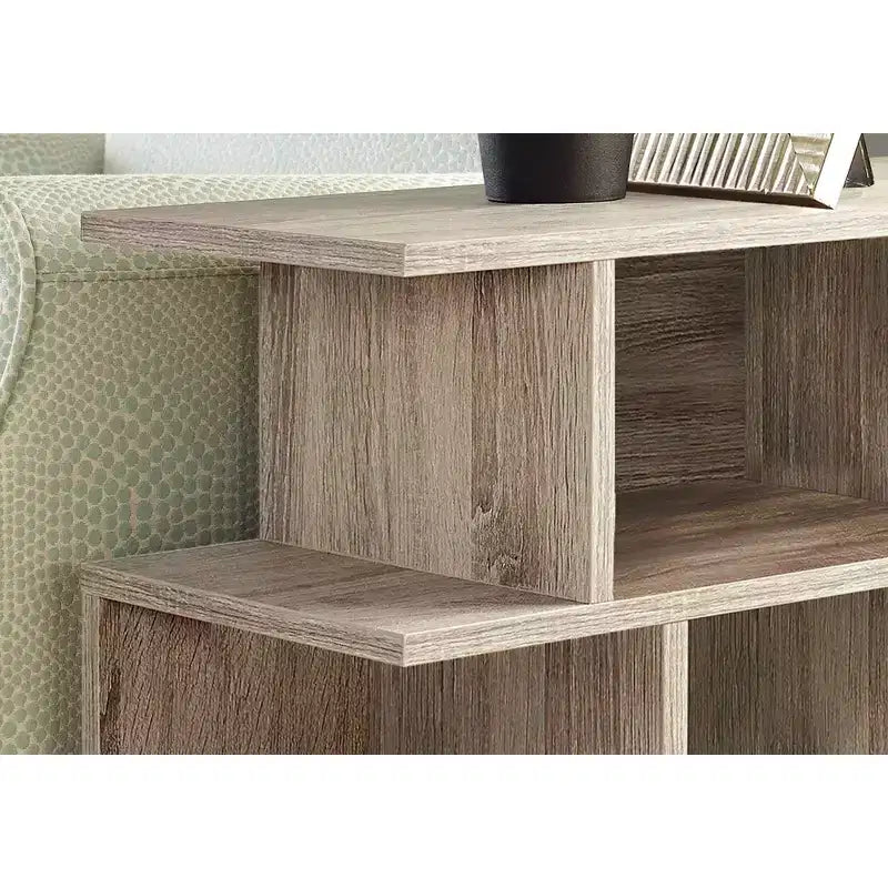 Table d'appoint - Style contemporain aspect bois recyclé 6 étagères de rangement