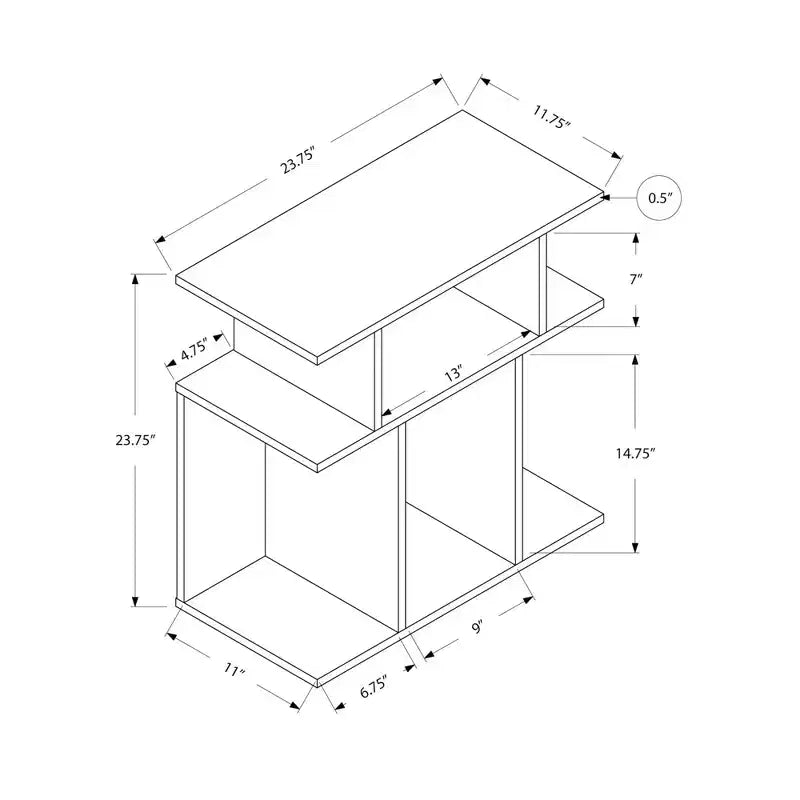 Table d'appoint - Style contemporain aspect bois recyclé 6 étagères de rangement