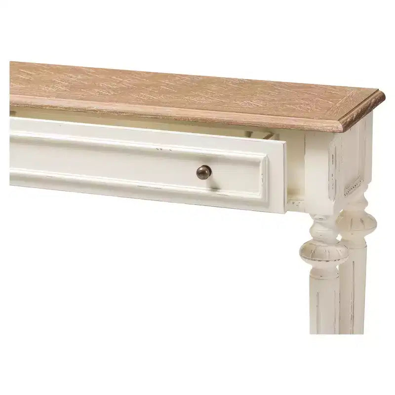 Console en marqueterie de style provençal en chêne vieilli et patiné