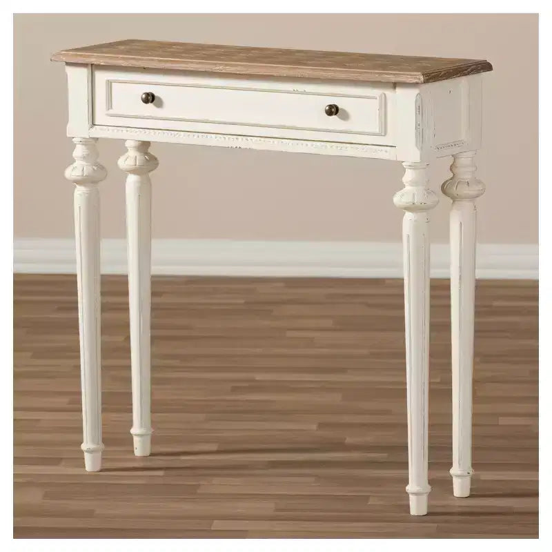 Console en marqueterie de style provençal en chêne vieilli et patiné