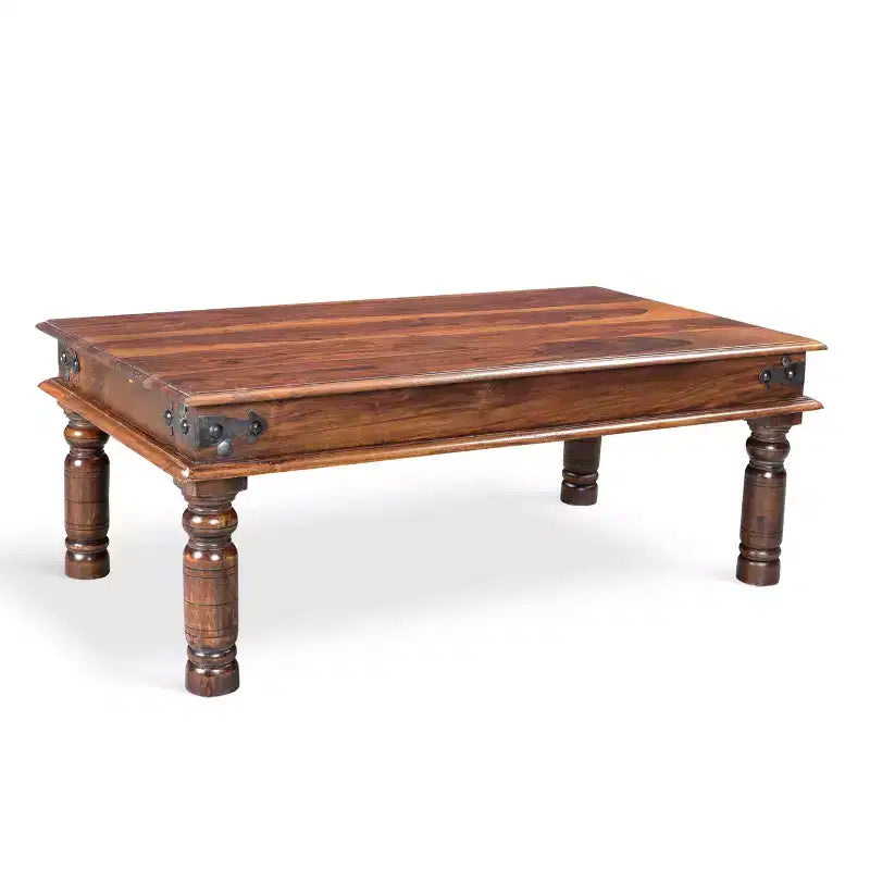 Handcrafted Thakat Rustic Coffee Table - (16H x 43W x 24D) - Natural - Timbergirl: Solid Indian Rosewood Dry Dust Care