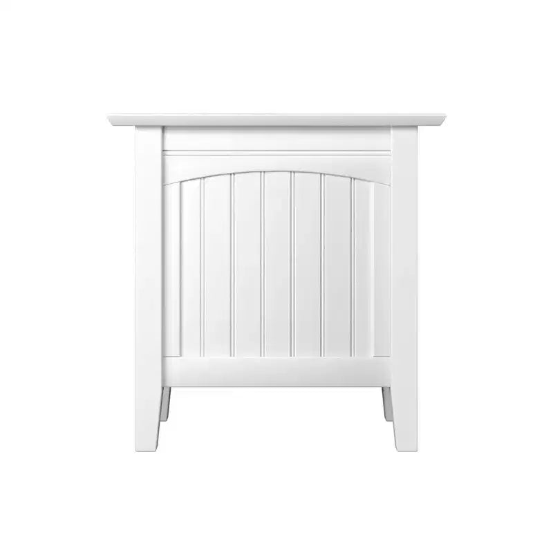 Table d'appoint blanche en bois massif avec panneaux à rainures et languettes