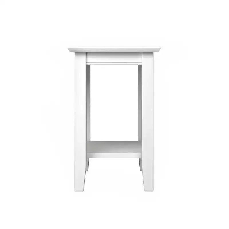 Table d'appoint blanche en bois massif avec panneaux à rainures et languettes