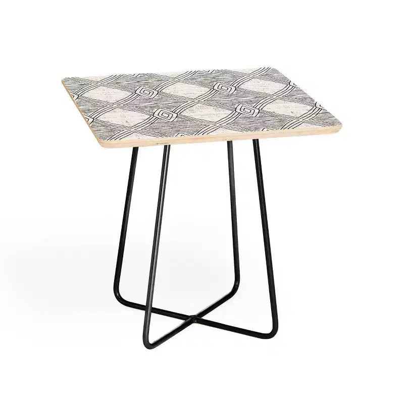 Square Holli Zollinger Playa Diamond Side Table Black/Black - Deny Designs: Minimalistic Stain-Resistant Steel Legs