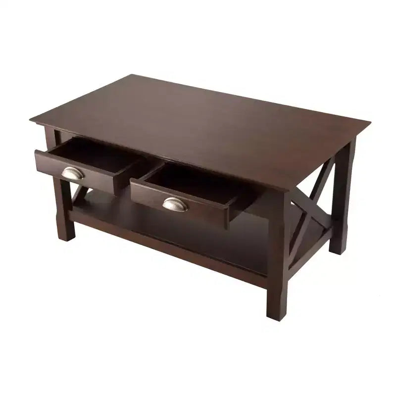 Table basse avec 2 tiroirs - Cappuccino