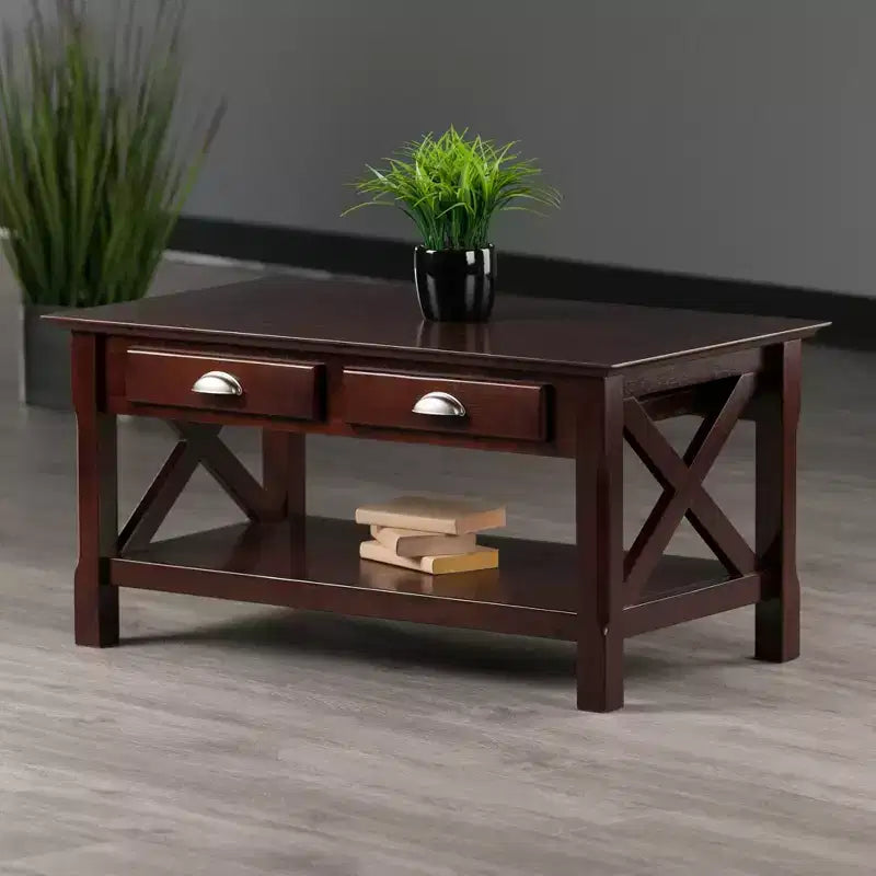 Table basse avec 2 tiroirs - Cappuccino