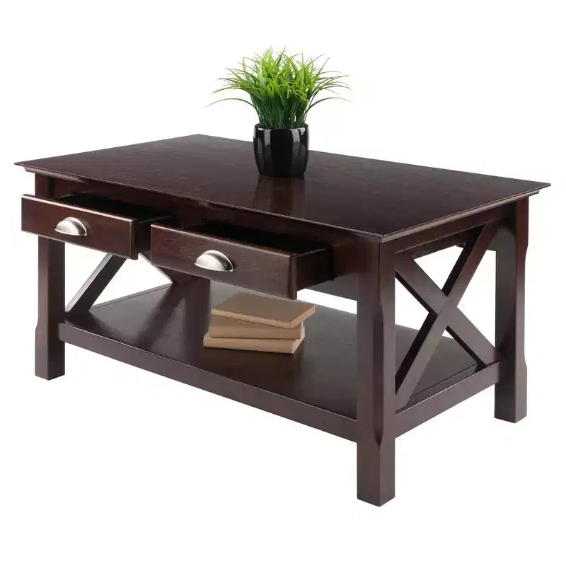 Table basse avec 2 tiroirs - Cappuccino