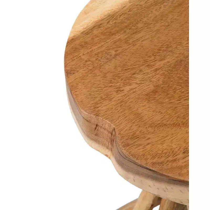 Table d'appoint en teck marron, moderne, ronde