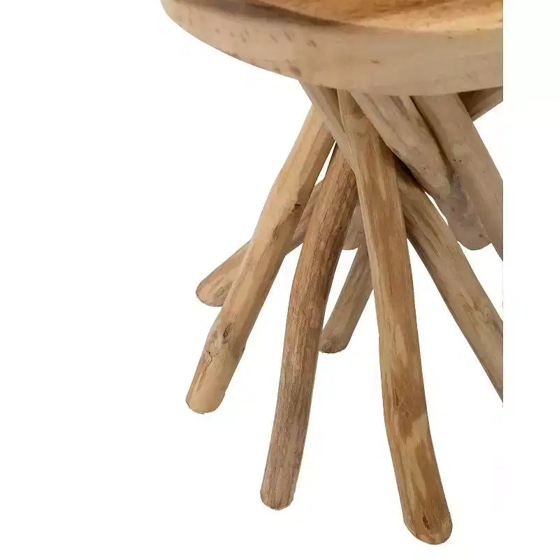 Table d'appoint en teck marron, moderne, ronde