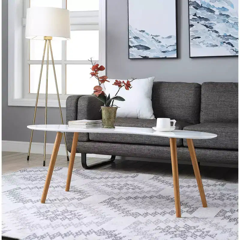 Table basse en forme de haricot Blanc/Bambou