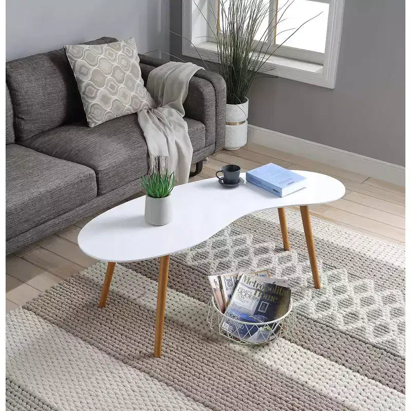 Table basse en forme de haricot Blanc/Bambou