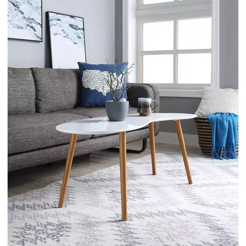 Table basse en forme de haricot Blanc/Bambou