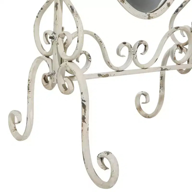 Miroir psyché ovale blanc en métal vintage