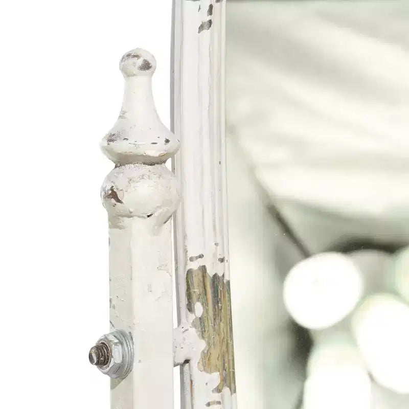 Miroir psyché ovale blanc en métal vintage