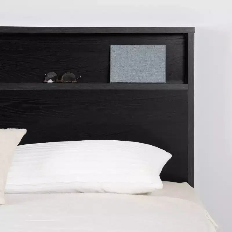 Tête de lit avec étagère de rangement Chêne noir