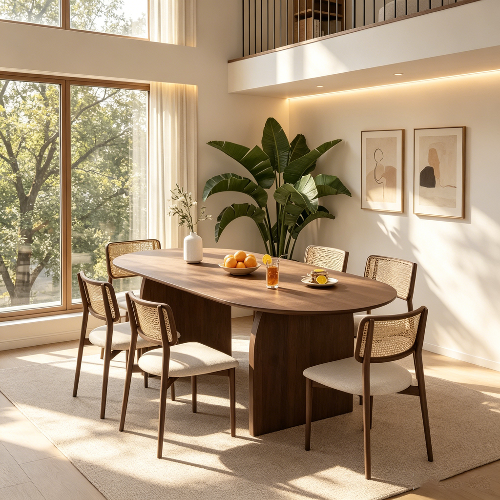 Table à manger ovale en bois, style moderne milieu de siècle, pour cuisine ou ferme
