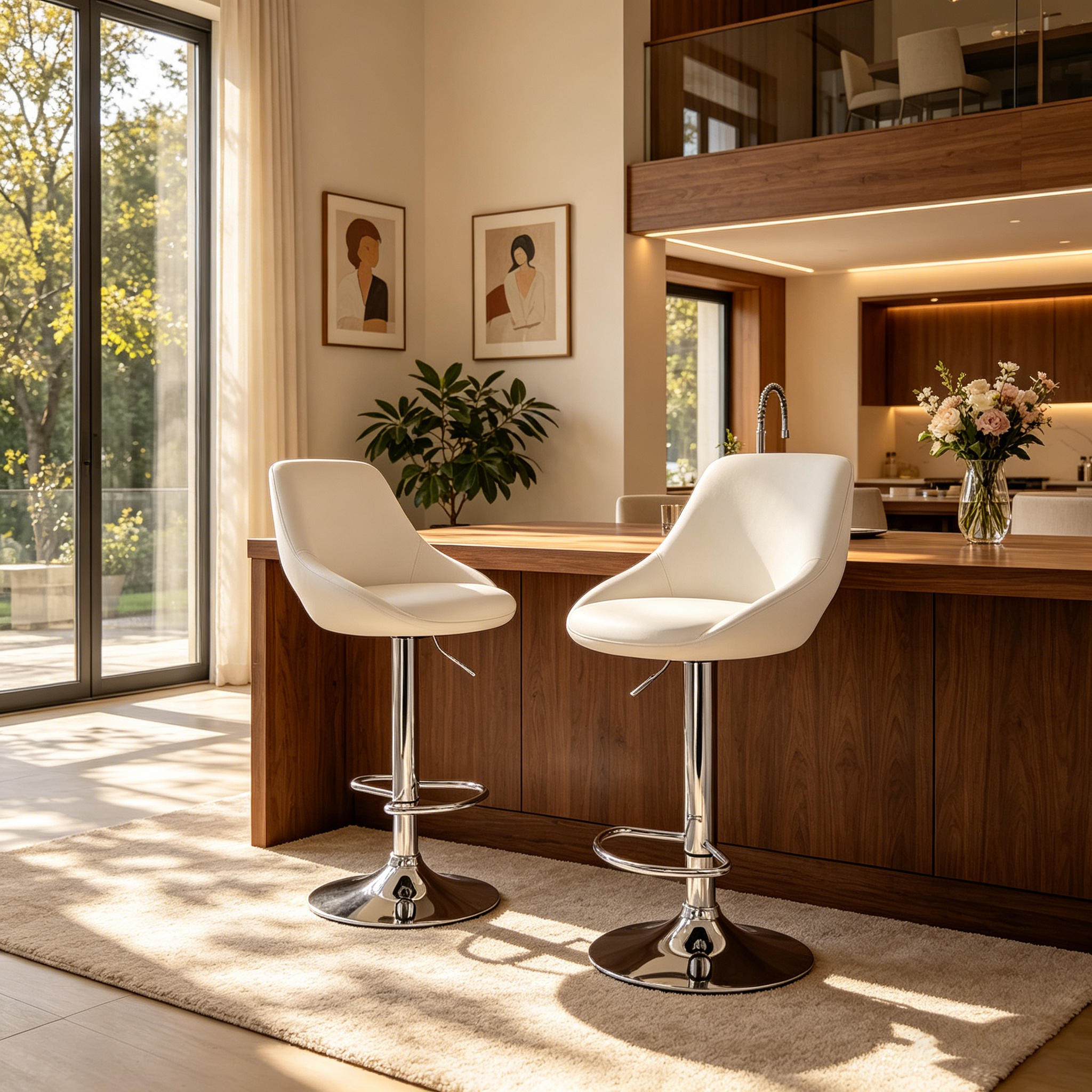 Tabouret de bar en similicuir surpiqué en losanges