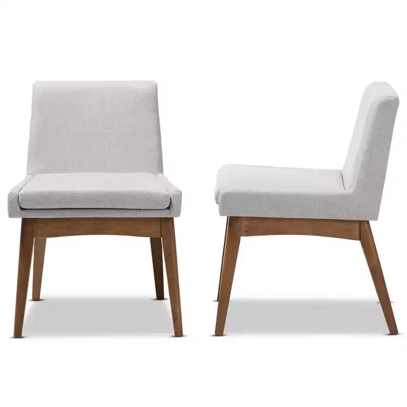 Chaise de salle à manger latérale rembourrée en tissu et en noyer de style Mid-Century Modern