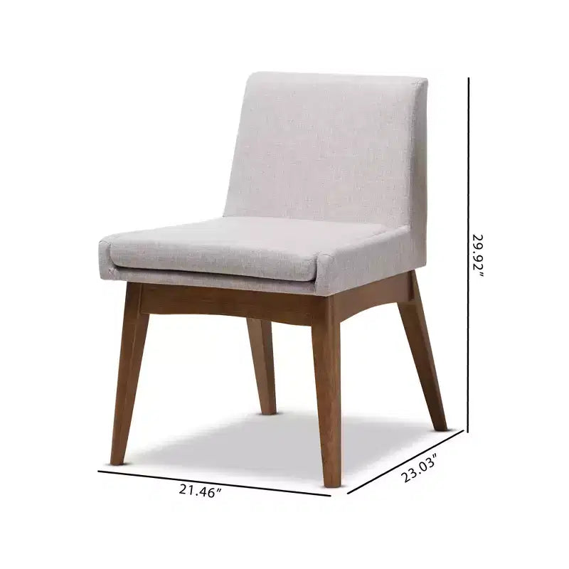 Chaise de salle à manger latérale rembourrée en tissu et en noyer de style Mid-Century Modern