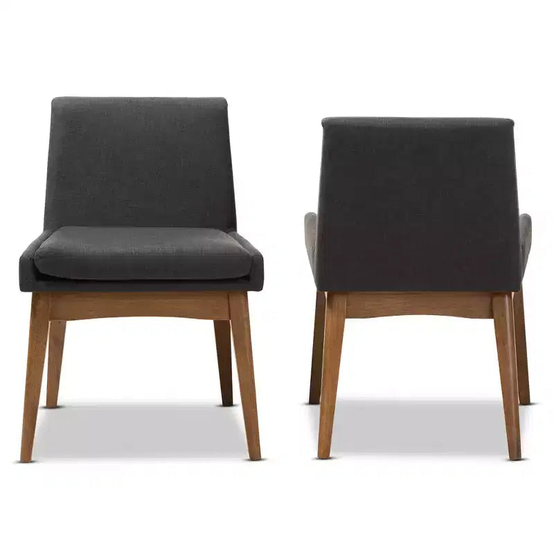 Chaise de salle à manger latérale rembourrée en tissu et en noyer de style Mid-Century Modern
