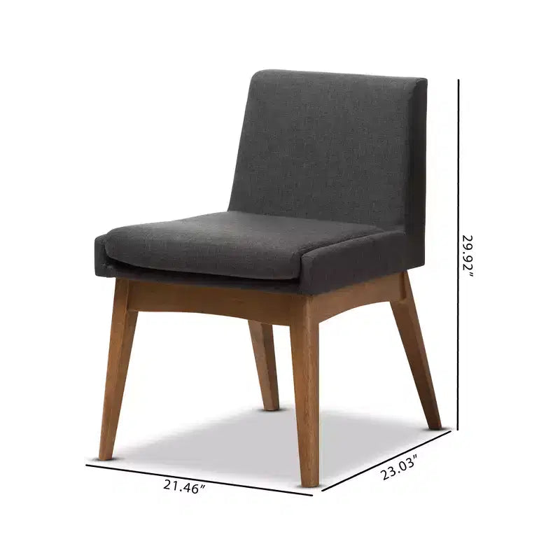 Chaise de salle à manger latérale rembourrée en tissu et en noyer de style Mid-Century Modern