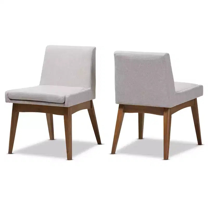 Chaise de salle à manger latérale rembourrée en tissu et en noyer de style Mid-Century Modern