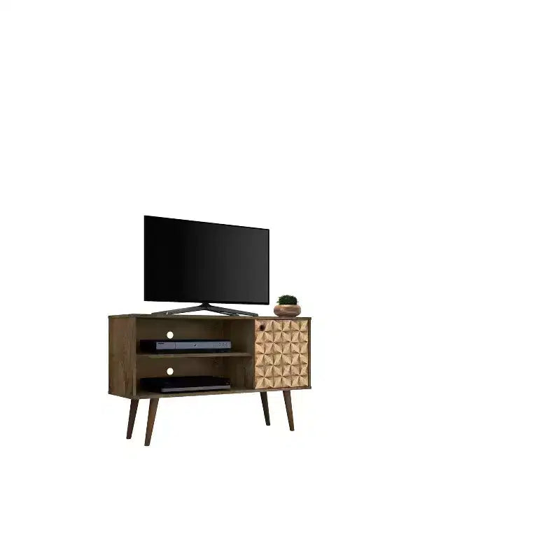 Meuble TV Mid-Century Moderne avec 2 étagères et 1 porte