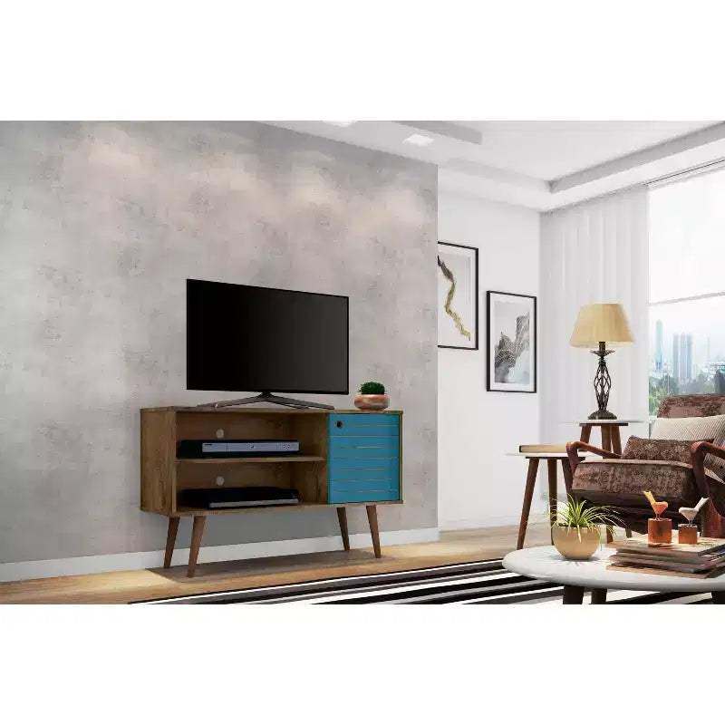 Meuble TV Mid-Century Moderne avec 2 étagères et 1 porte
