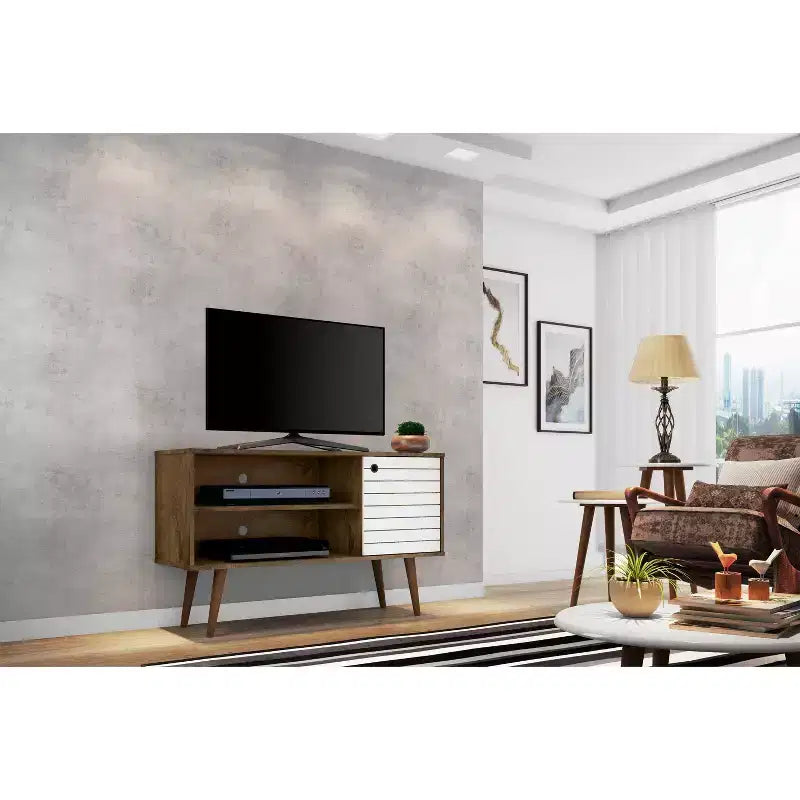 Meuble TV Mid-Century Moderne avec 2 étagères et 1 porte