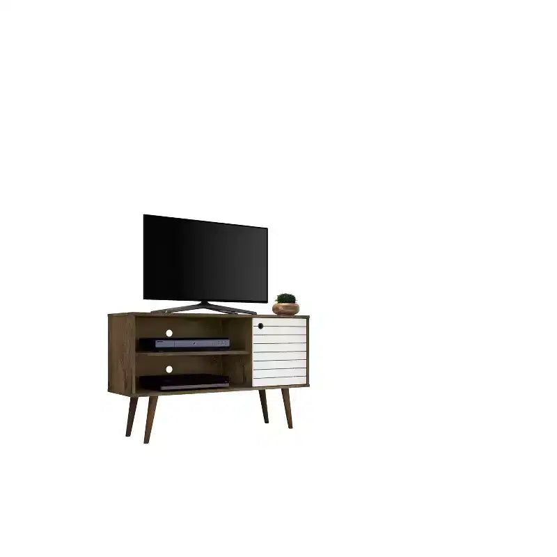 Meuble TV Mid-Century Moderne avec 2 étagères et 1 porte