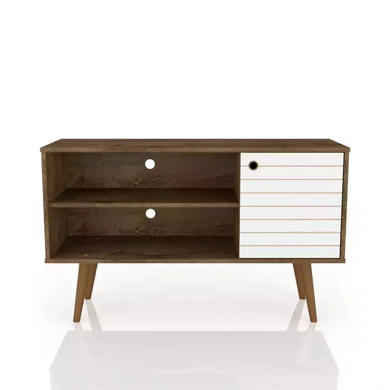 Meuble TV Mid-Century Moderne avec 2 étagères et 1 porte