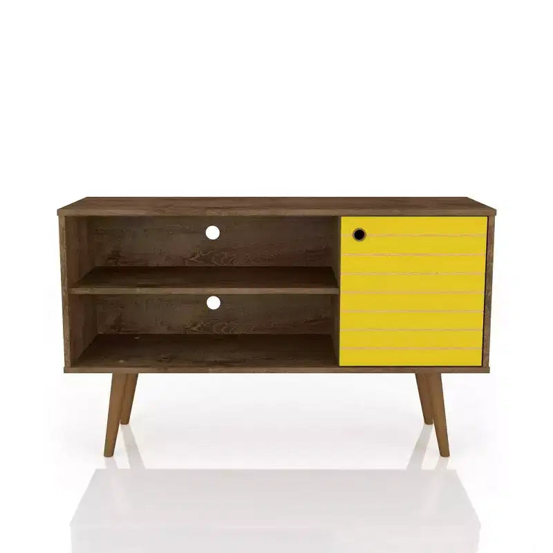 Meuble TV Mid-Century Moderne avec 2 étagères et 1 porte