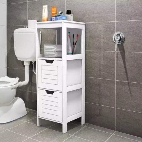 Meuble de salle de bain en bois avec étagère de rangement multifonctionnelle