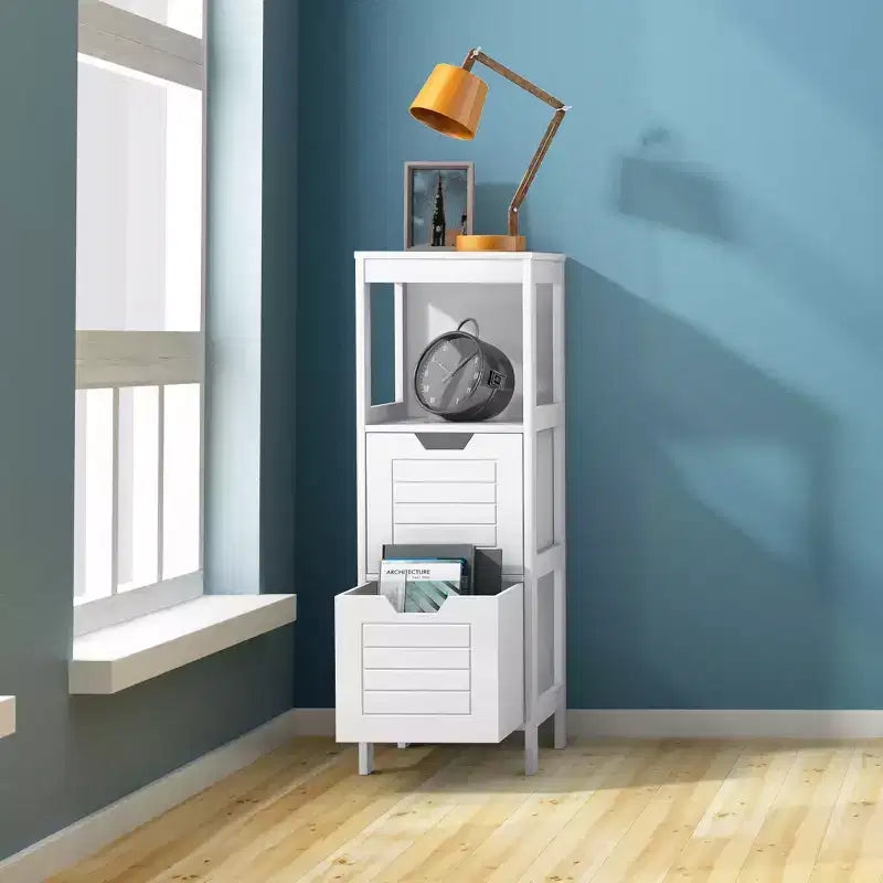 Meuble de salle de bain en bois avec étagère de rangement multifonctionnelle