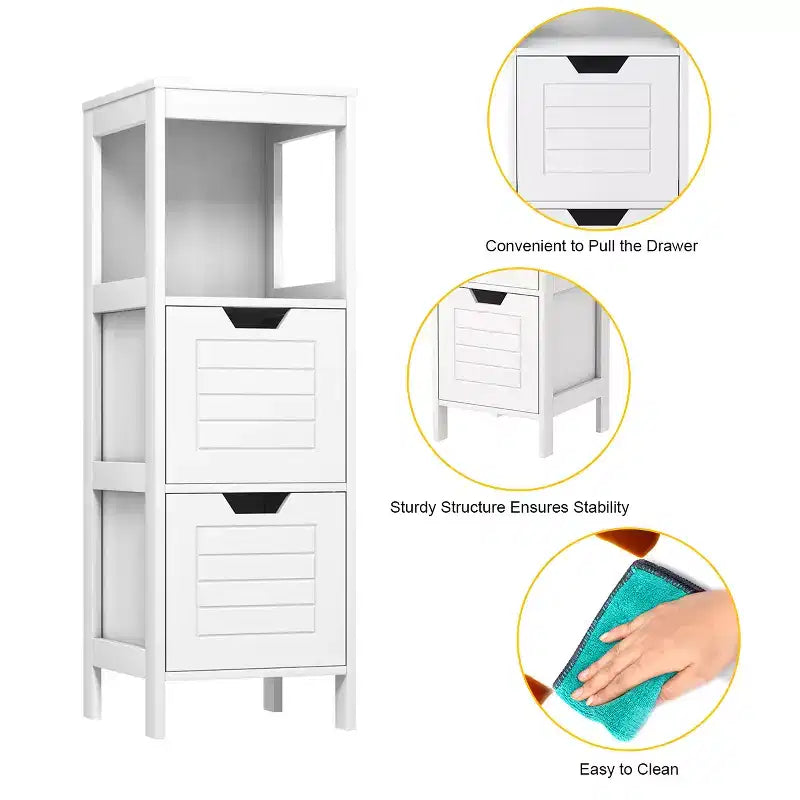 Meuble de salle de bain en bois avec étagère de rangement multifonctionnelle