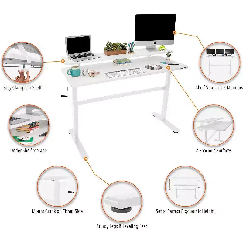 Bureau debout avec étagère à pince