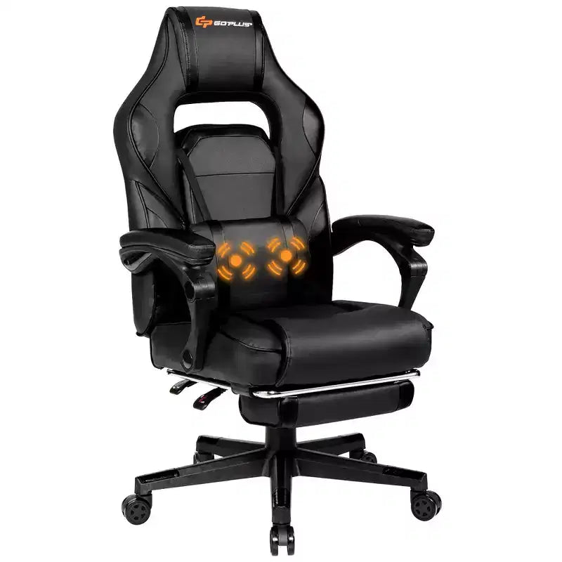Costway Massage Gaming Chair Reclining Racing Computer Office Chair with Footrest White\\ Black\\Blue\\Red