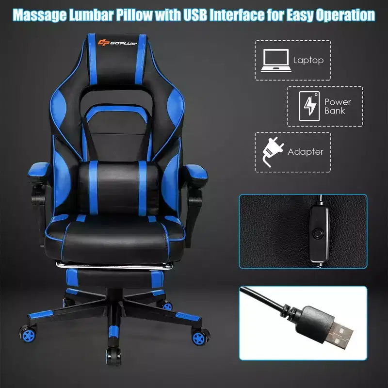 Chaise de bureau gamer inclinable massante