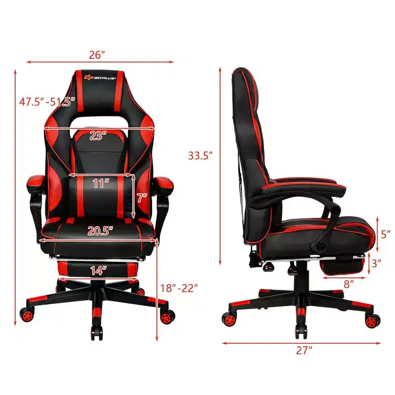 Chaise de bureau gamer inclinable massante