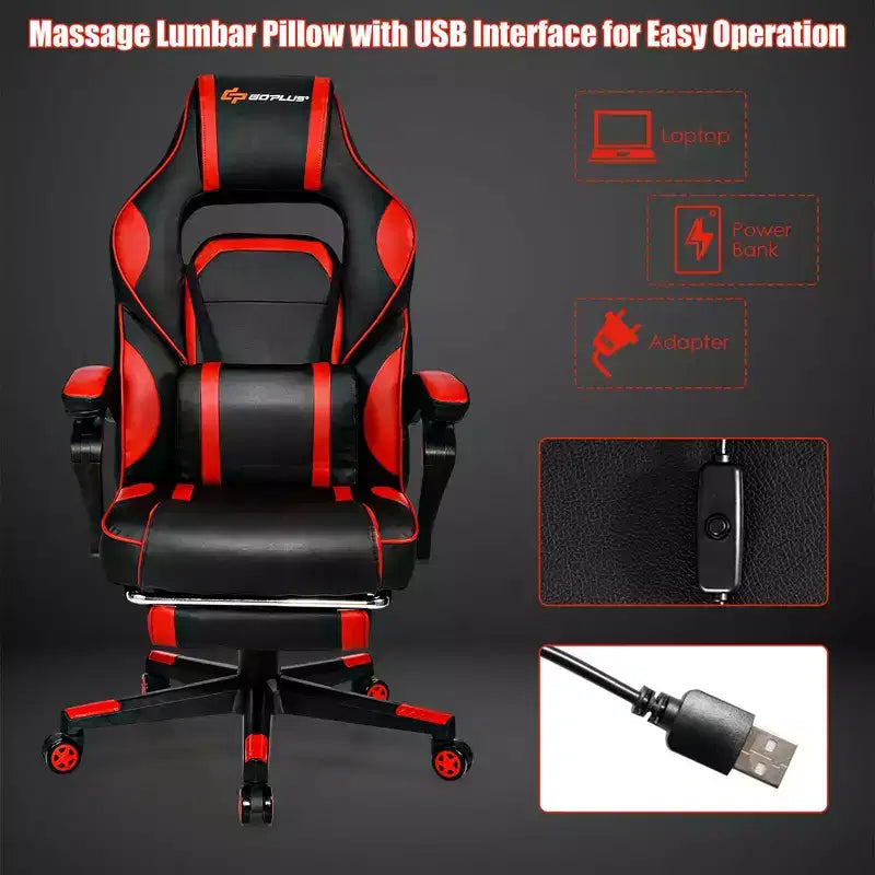 Chaise de bureau gamer inclinable massante