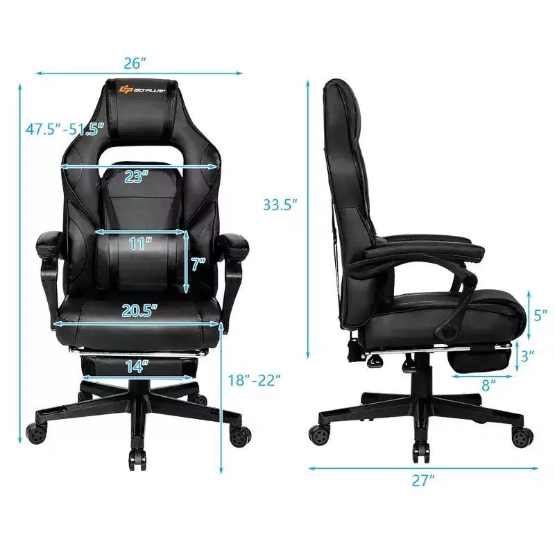 Chaise de bureau gamer inclinable massante