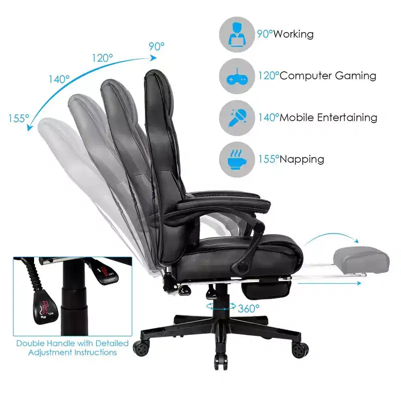 Chaise de bureau gamer inclinable massante