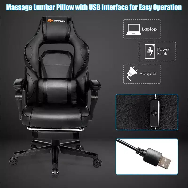 Chaise de bureau gamer inclinable massante