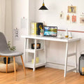Bureau d'ordinateur à tréteaux pour télétravail avec étagères style vintage