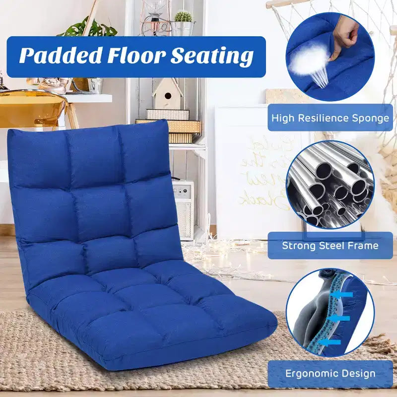 Chaise de sol réglable 14 positions, fauteuil de jeu paresseux pliant, chaise longue